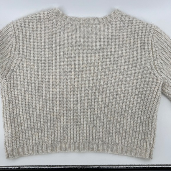 Arizona Jean Co Womens Cropped Monochrome Preppy Oatmeal Ribbed Knit‎ Sweater L - Picture 11 of 11